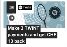 TWINT: CHF 10 Cashback für 3x zahlen (mind. je CHF 10)