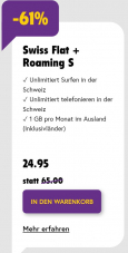 TalkTalk Mobile Abo Swiss Talk + Roaming S
