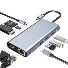 10-in-1 USB-C Hub mit 100W Power Delivery, SD-Kartenleser, RJ45, HDMI u.v.m. bei Geekbuying - nur 20 Franken