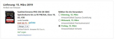 SanDisk Extreme PRO 256 GB SDXC Speicherkarte bei Amazon (Versand in die Schweiz) für CHF 70.25