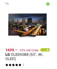LG OLED65B8 für Netto. 1529.- in einer LG 10% Rabatt Aktion