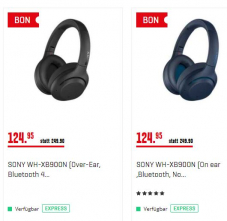 Neuer Best-Preis Sony Bluetooth Noise Cancelling Kopfhörer WH-XB900N bei Interdiscount (50% Rabatt – 124.95 statt 249.90)