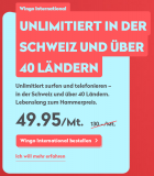 Wingo International (alles unlimitiert in über 40 Ländern) mit CHF 40.- Aktivierungsgebühr geschenkt und CHF 25.- Cashback