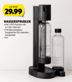 Minimalistischer Wassersprudler + 2x 1L-PET-Flaschen bei ALDI