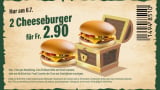 Nur heute: 2 Cheeseburger für CHF 2.90 im McDonalds