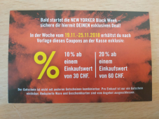 Vorankündigung Blackweek bei NewYorker 10% / 20% Rabatt auf Alles