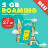Mobilabo yallo smart europe - Alles unbegrenzt in CH und 5GB Roaming in Europa, USA & Kanada für CHF 27.90 / Mt.