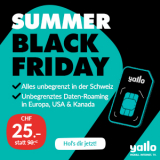yallo Summer Black Friday Deal! yallo Black alles unlimitiert inkl. 5G in CH + unlimitierte Daten im Ausland