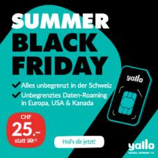 Summer Black Friday bei Yallo – Yallo Black mit CH alles unlimitiert inkl. 5G + unlimitierte Daten im Ausland