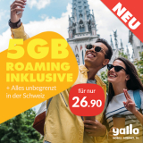 Neu bei yallo: alles unbegrenzt in der Schweiz + 5GB Roaming im Ausland für CHF 26.90 / Mt.