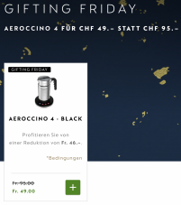 Nespresso Milchaufschäumer Aeroccino 4 für CHF 49.-