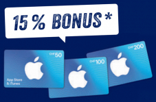 Zusätzlich 15% Bonus auf App Store & iTunes Geschenkkarte (ab CHF 50) bei Aldi