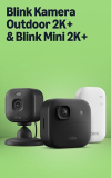 Blink Outdoor 2K+ Kamera Set mit Blink Mini 2K+ Indoor Kamera inklusive Synchronisations Modul