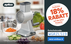 18% auf alles von Zyliss bei Angela Bruderer, z.B. Zyliss Alu-Trommelreibe für CHF 89.38 statt CHF 169.-