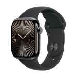 Zum neuen Bestpreis: Apple Watch S10 42mm Titangehäuse, Schwarzes Sportarmband M/L