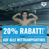 20% Rabatt auf alle Wettkampfartikel bei Arena Swimming