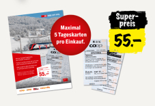 SBB Spezial-Tageskarte für CHF 55.- ohne Halbtax