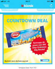 Schnell sein: 50g Ültje Erdnüsse gratis über die kkiosk App