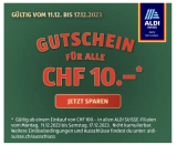 Aldi Gutschein CHF 10.- Rabatt ab CHF 100.-