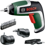 Bosch IXO Akkuschrauber (7. Gen., 3.6V, 2.0Ah, 5.5Nm, Set mit Winkel- und Exzenteraufsatz, Micro-USB-Kabel, Aufbewahrungsbox)