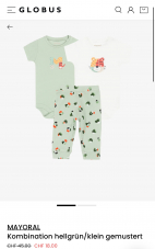 Mayoral Baby Kombo (2 Body, Hose) in Grösse 56 im Globus