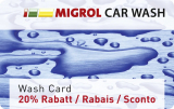 20% Rabatt mit der Migrol Car Wash Card auf alle Waschprogramme