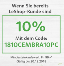 10% Rabatt bei LeShop für Bestandeskunden