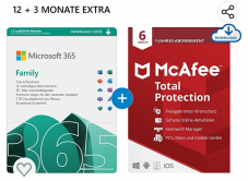 Microsoft 365 Family 15 months / 6 devices + MCAFEE 6 Devices / 1 year for 54.39 CHF