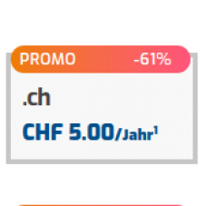 CH Domain für 5CHF im ersten Jahr danach 12.95CHF