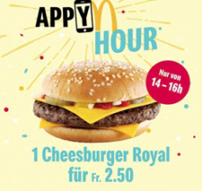 Cheesburger Royal bei McDonald’s heute von 14-16 Uhr für CHF 2.50
