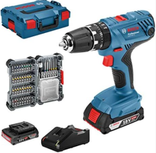 Bosch Professional 18V Akku-Schlagbohrschrauber GSB 18V-21 (inkl. 2× 2.0Ah Akku, 40-tlg. Set) bei Amazon