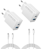 2× Anker 20 W USB-C Ladegerät und 2× 1.5 m USB-C Kabel bei Amazon in Aktion