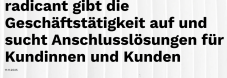 Info: radicant gibt die Geschäftstätigkeit auf (man kann es aber weiter nutzen)