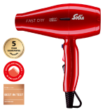 Solis Fast Dry professioneller Haartrockner in der Farbe Rot bei Solis in Aktion