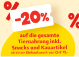 Nur bis morgen - 20% Rabatt auf Tiernahrung bei Fressnapf ab CHF 79.- Bestellwert