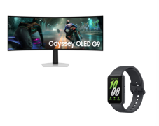 Samsung Monitor Odyssey OLED G9 G91SD (49″, DQHD, 144 Hz, 250 Nits) + Galaxy Fit3 Smartwatch