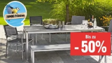 Bis zu 50 % Rabatt auf Gartenmöbel bei Jumbo, z. B. 3-teiliges Stahl Rattan Lounge Set inkl. Lieferung
