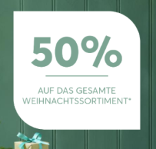 50% Rabatt auf das gesamte Weihnachtssortiment bei Livique, diverse Kerzen, Weihnachtsbäume u.v.m.