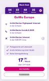GoMo Europe (CH: alles unlimitiert + unlimitiertes Roaming in der EU, 20 GB Highspeed, Gratis Aktivierung)