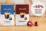 40% auf alle Delizio Kaffees bei Delizio im Store, z. B. Delizio Lungo Crema 48 Stk.