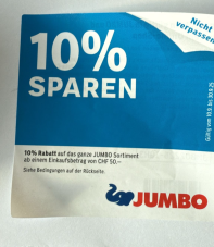 Jumbo Gutscheincode - 10% sparen ab CHF 50.-
