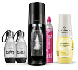 Sodastream TERRA Paket (1 CQC-Zylinder à 60 Liter, 3 verschiedene Flaschen, Holunderblütensirup 440 ml) bei DeinDeal