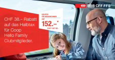 Es gibt wieder 20 % Rabatt auf das SBB Halbtax für Hello Family Clubmitglieder