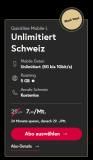 Quickline Mobile L (CH alles unlimitiert + 5 GB Roaming in EU, UK, USA & Kanada, Sunrise-Netz, 24 Mt.)