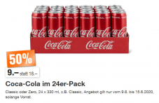 Coca Cola Classic oder Zero im 24er-Pack (330ml Dosen) bei Migros für CHF 9.-