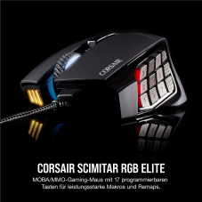 Corsair Scimitar ELITE RGB Optisch MOBA/MMO-Gaming-Maus (18.000 DPI