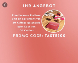 Nespresso: Eine Packung Pralinen und ein Sortiment von 30 Kaffees geschenkt ab 300 Kaffees !