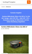 (Nur Abholung) Gardena Mähroboter Sileno City 600m inkl. Garage