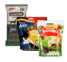 Neue Spar-Coupons für Jumbo mit Supercard-App, z.B. 30% Rabatt auf Felix, Friskies & Adventuros Snacks