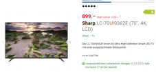 SHARP 4K Ultra HD Smart E-LED TV, 178 cm (70 Zoll), HDR+, Harman/Kardon Soundsystem - LC-70UI936